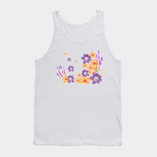 Flowers pattern spring cute violet yellow Tank Top